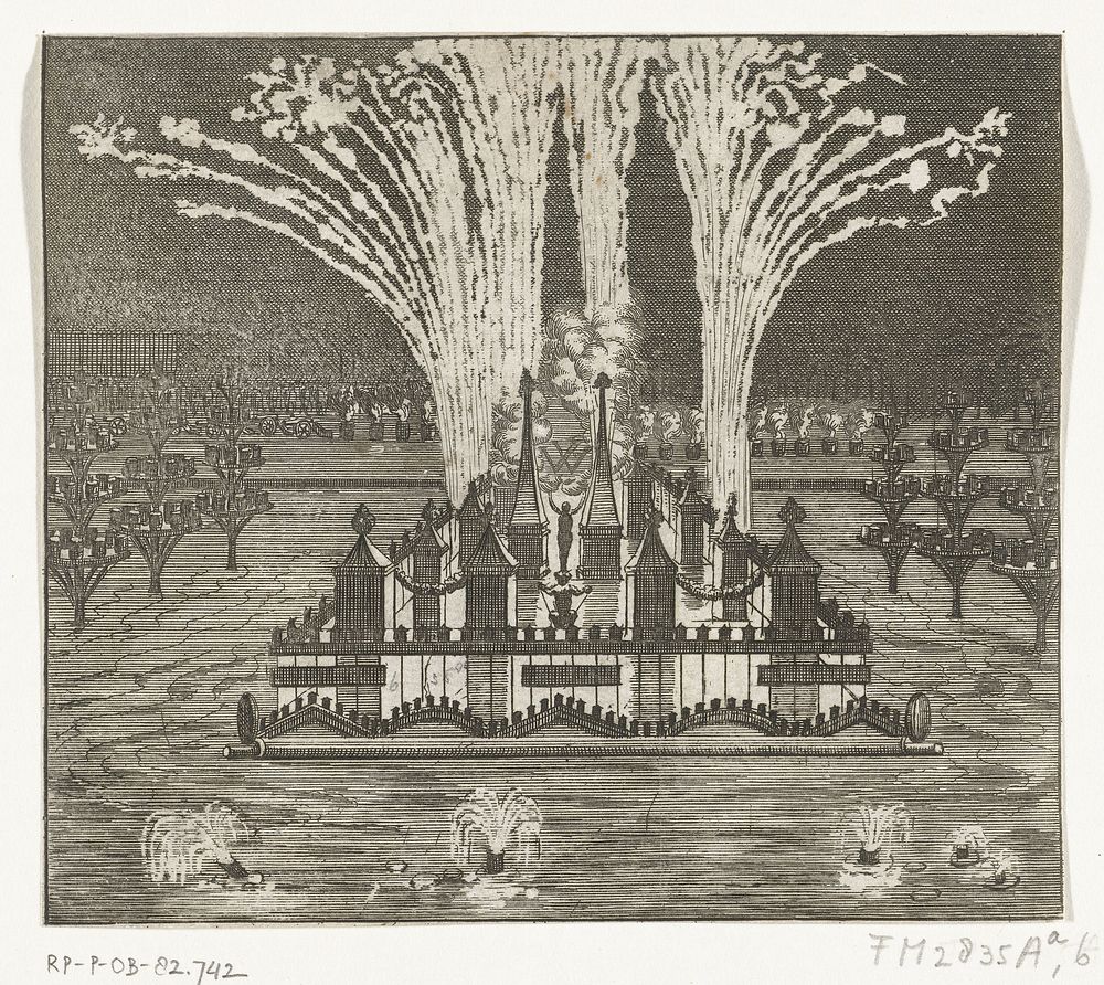 Vuurwerk bij de intocht van koning Willem III te Den Haag, 1691 (1691) by anonymous