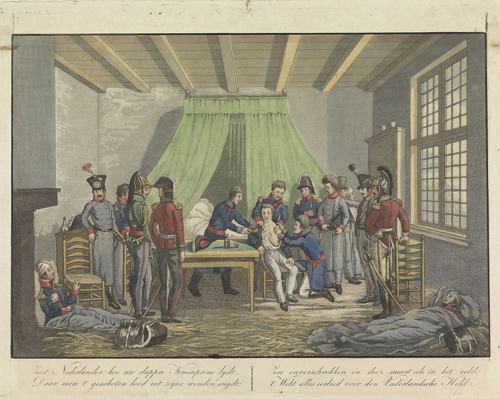 Verzorging van de gewonde prins van Oranje, 1815 (1815) by anonymous