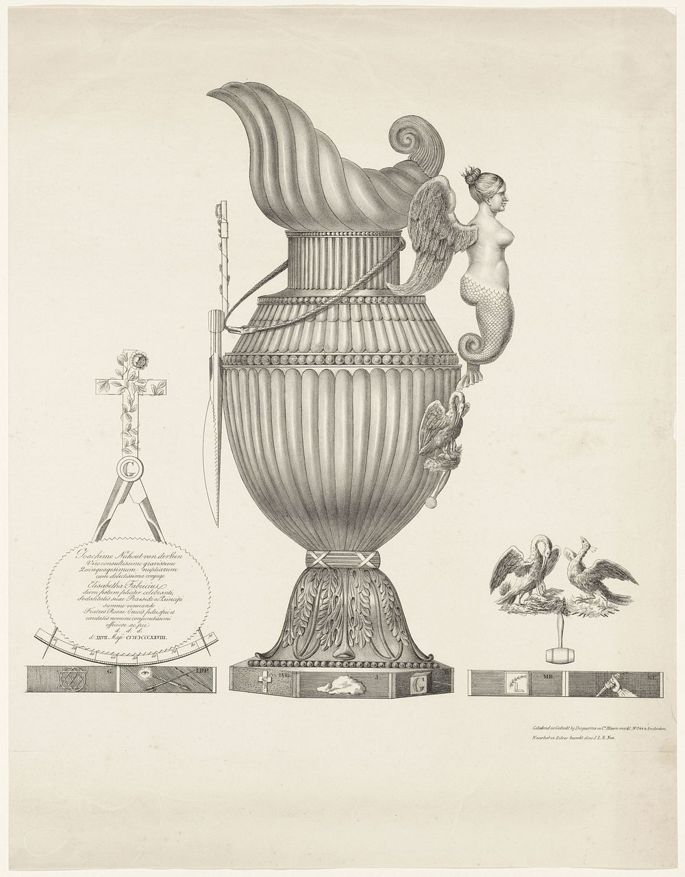 Zilveren vaas geschonken door vrijmetselaars van Alkmaar aan hun voorzitter, 1828 (1828) by Desguerrois and Co, Desguerrois…