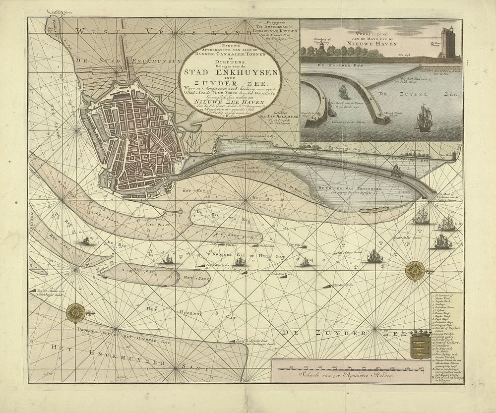 Kaart van het water voor Enkhuizen met de geprojecteerde nieuwe haven, 1720 (1720) by anonymous, Jan Belkmeer, Gerard van…