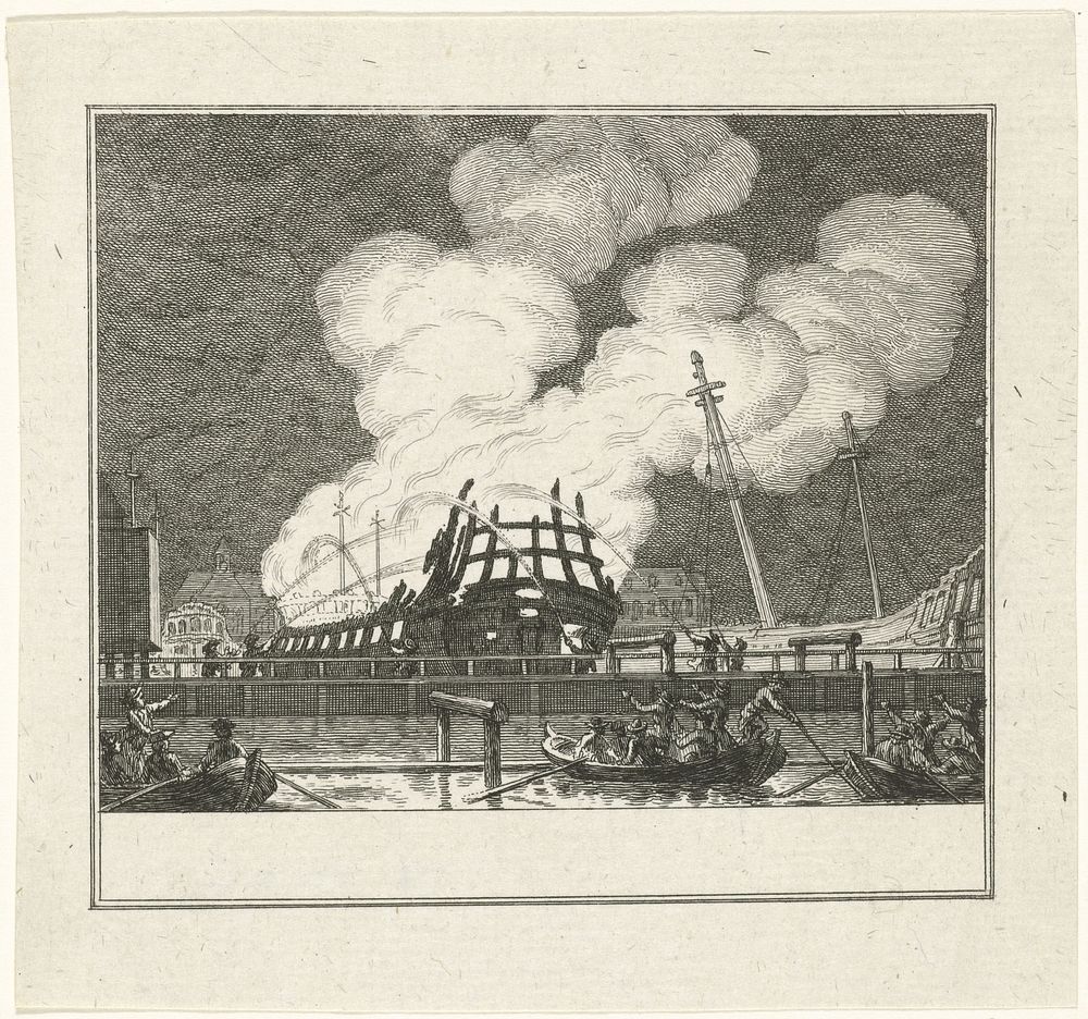 Afbranden van het oorlogsschip Kenmerland, 1778 (1778) by Simon Fokke and Pieter Wagenaar II