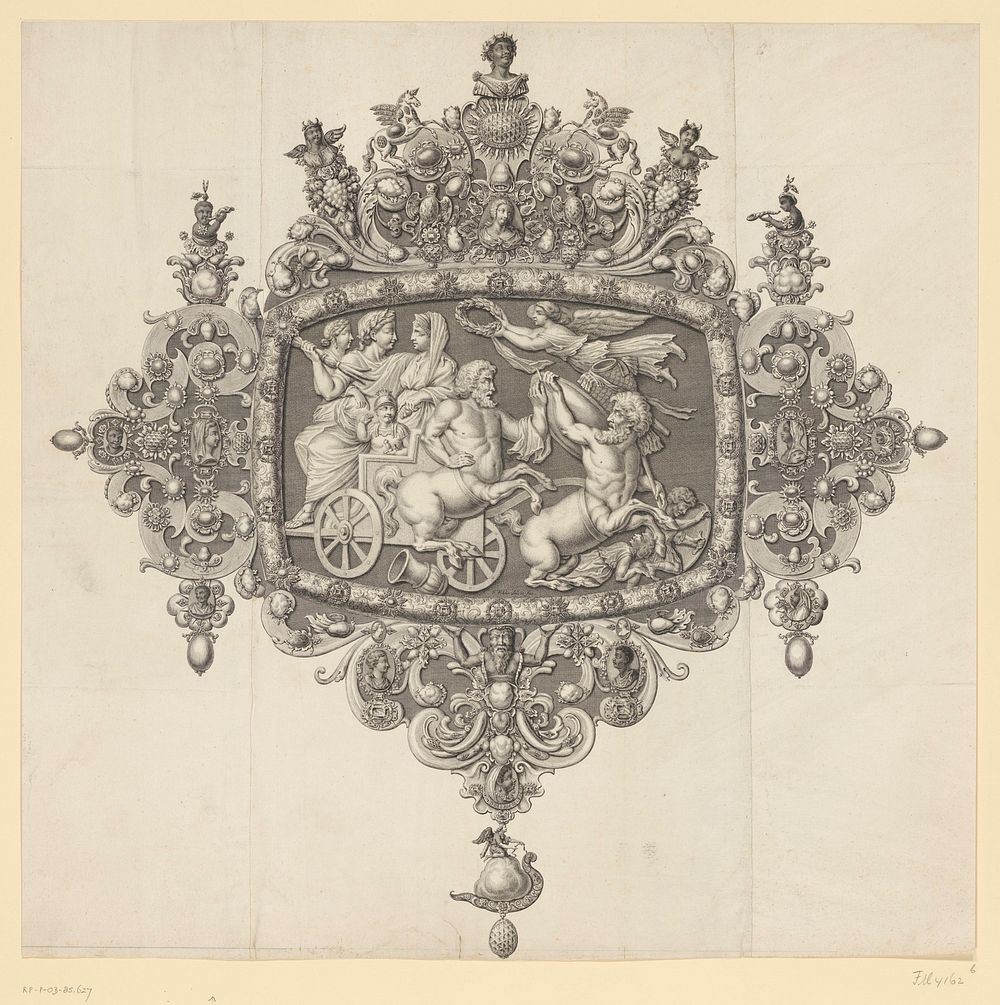Onyx met een Romeinse praalwagen en twee centauren (1765) by Simon Fokke and Simon Fokke