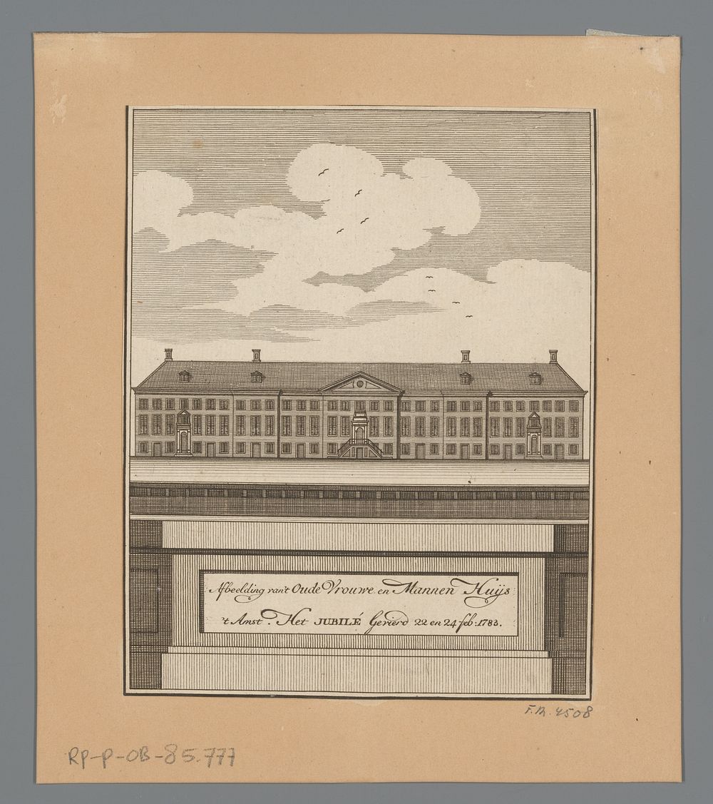 Jubileum van het Diaconie Oude Vrouwen- en Mannenhuis te Amsterdam, 1783 (1783) by anonymous and Bernardus Mourik