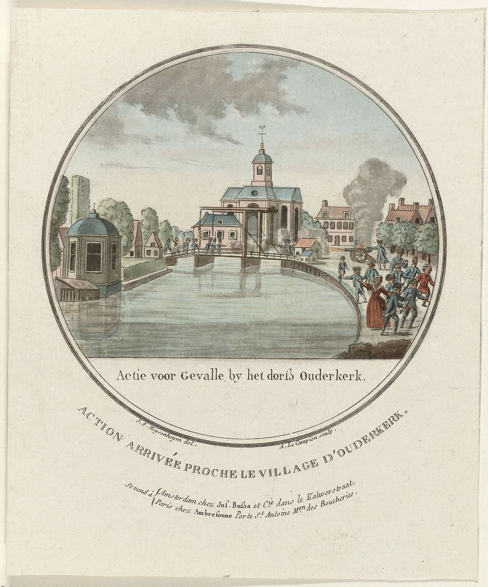 Aanval bij Ouderkerk aan de Amstel, 1787 (1787 - 1790) by Joseph Alexandre Le Campion, G A Meysenheym, Jos Buffa et…