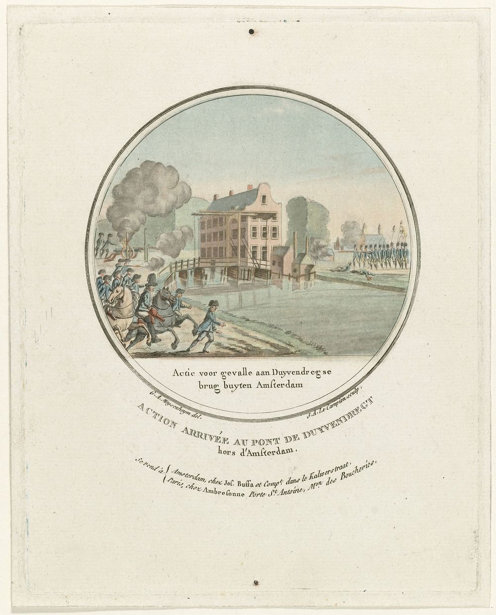 Aanval bij de Duivendrechtse brug, 1787 (1787 - 1790) by Joseph Alexandre Le Campion, G A Meysenheym, Jos Buffa et Compagnie…