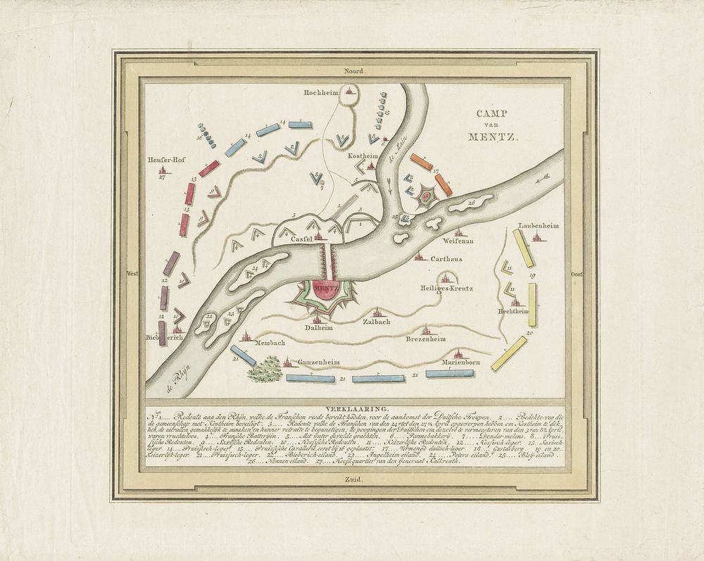 Kaart van beleg van Mainz door de Duitse legers, 1793 (1793) by anonymous