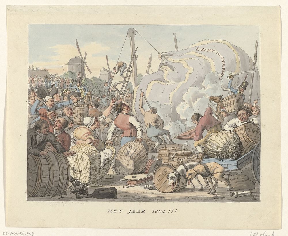 Mislukte luchtreis van A. Hopman (plaat I), 1804 (1804 - 1805) by Daniël Veelwaard I, Jacob Ernst Marcus and Jacob Smies