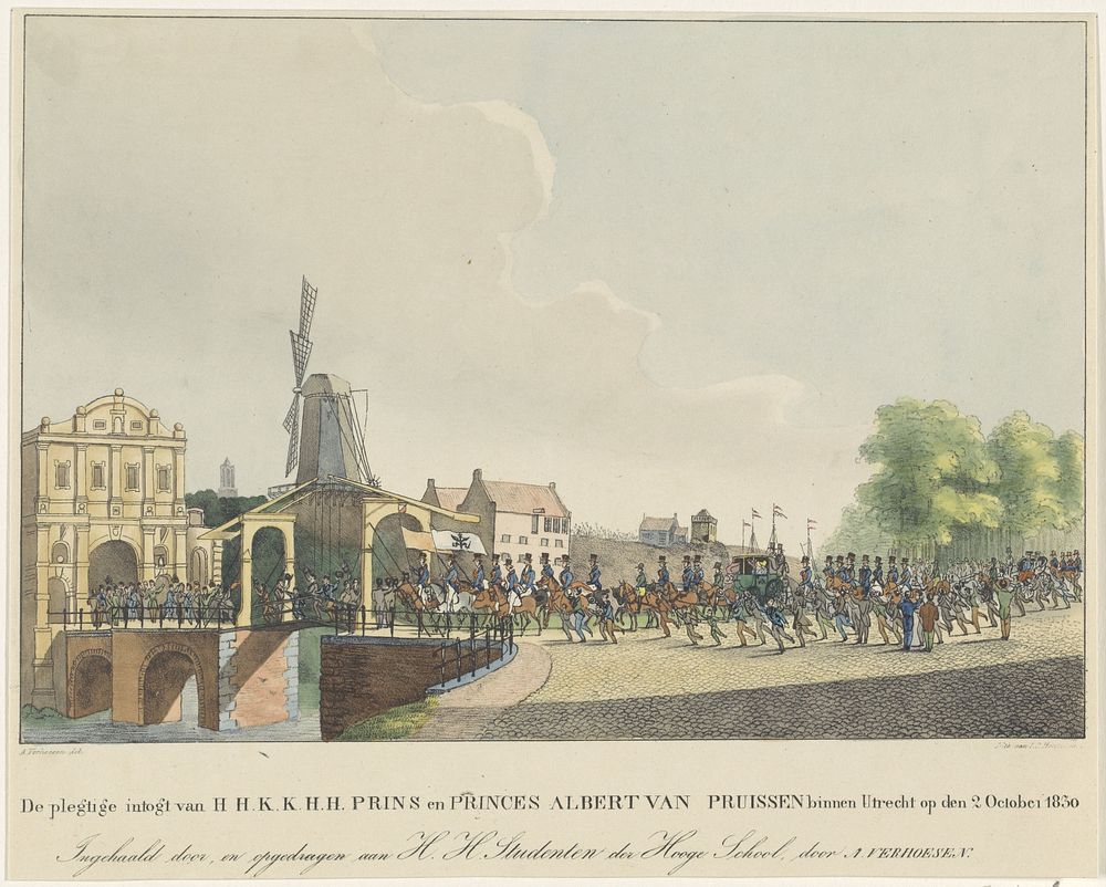 Intocht van Prinses Marianne en haar man Prins Albert te Utrecht, 1830 (1830 - 1831) by Johannes Paulus Houtman and Albertus…