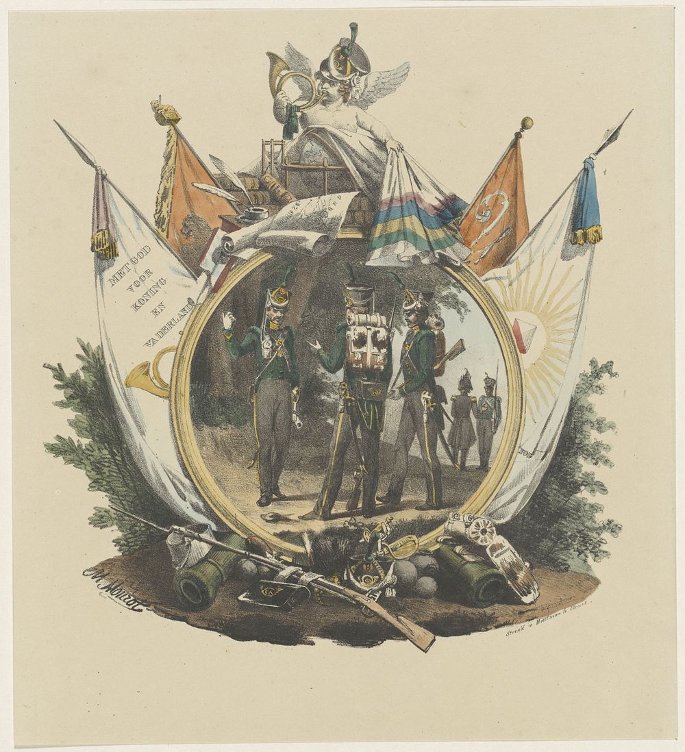Medaillon met Vrijwillige Jagers der Utrechtse Hogeschool, 1830 (1830) by Michel Mourot and Johannes Paulus Houtman