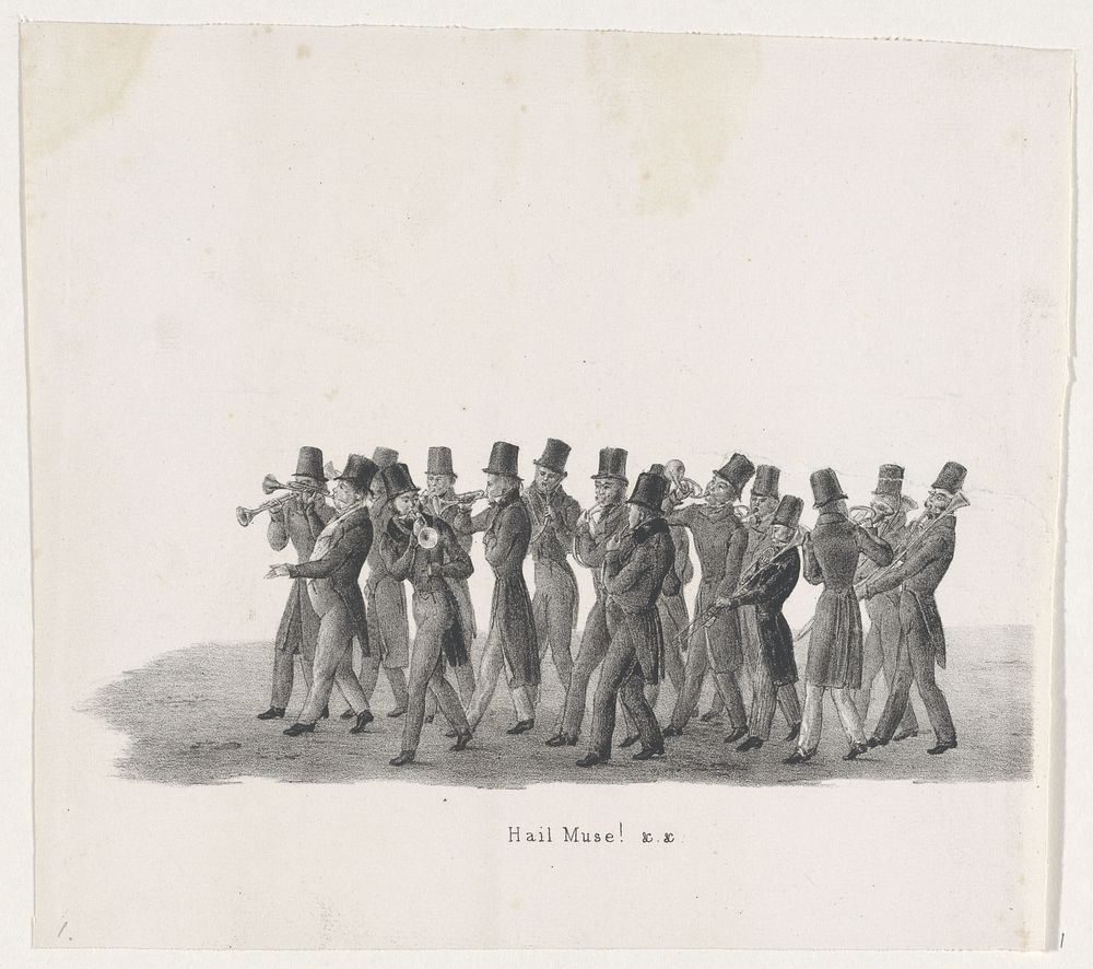 Muzikanten in de optocht van de Leidse studenten, 1835 (1835) by Leendert Springer I and Aeschinus Saagmans Mulder