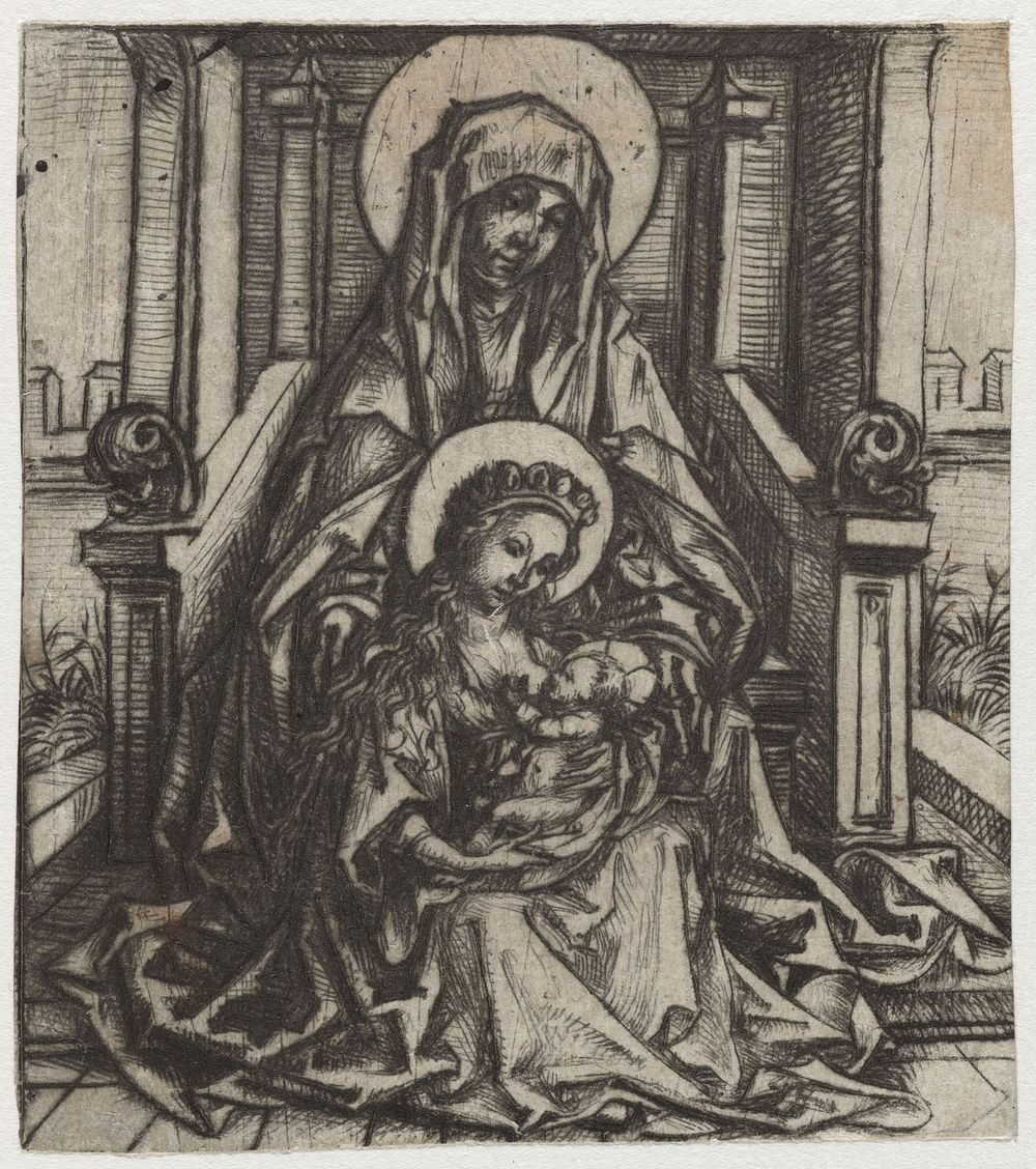 Heilige Anna-te-Drieën (1488 - 1492) by Meester van het Amsterdamse Kabinet and Meester van het Amsterdamse Kabinet