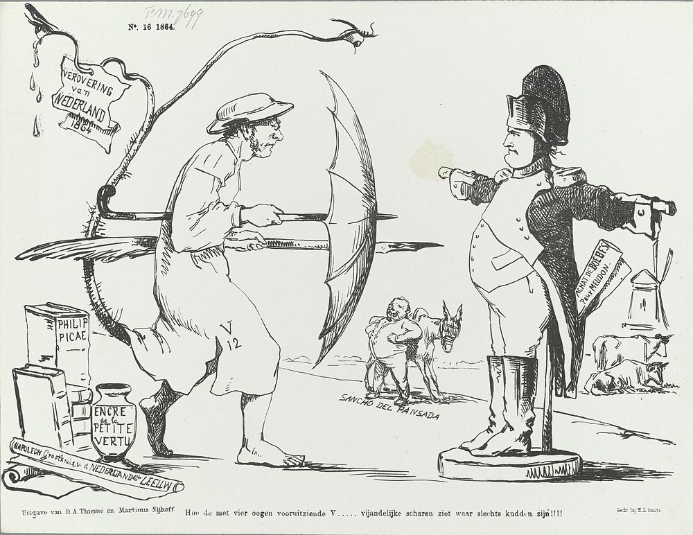 Spotprent op de artikelen van prof. Vreede tegen prins Napoleon, 1864 (1864) by Johan Michaël Schmidt Crans, H L Smits, Dirk…