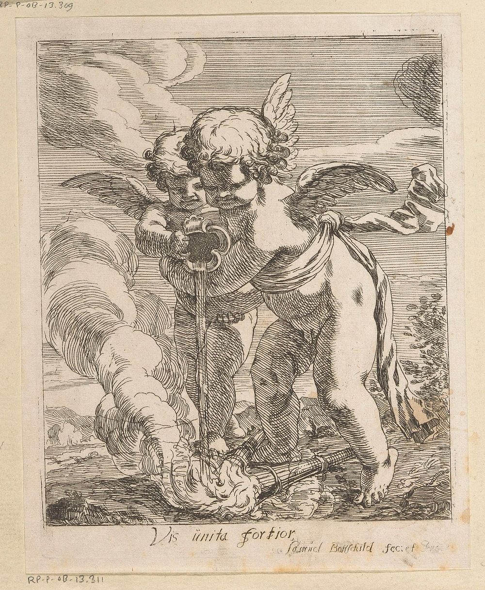 Twee putti blussen fakkels (1693) by Samuel Bottschild, Samuel Bottschild and Johann Christoph Weigel