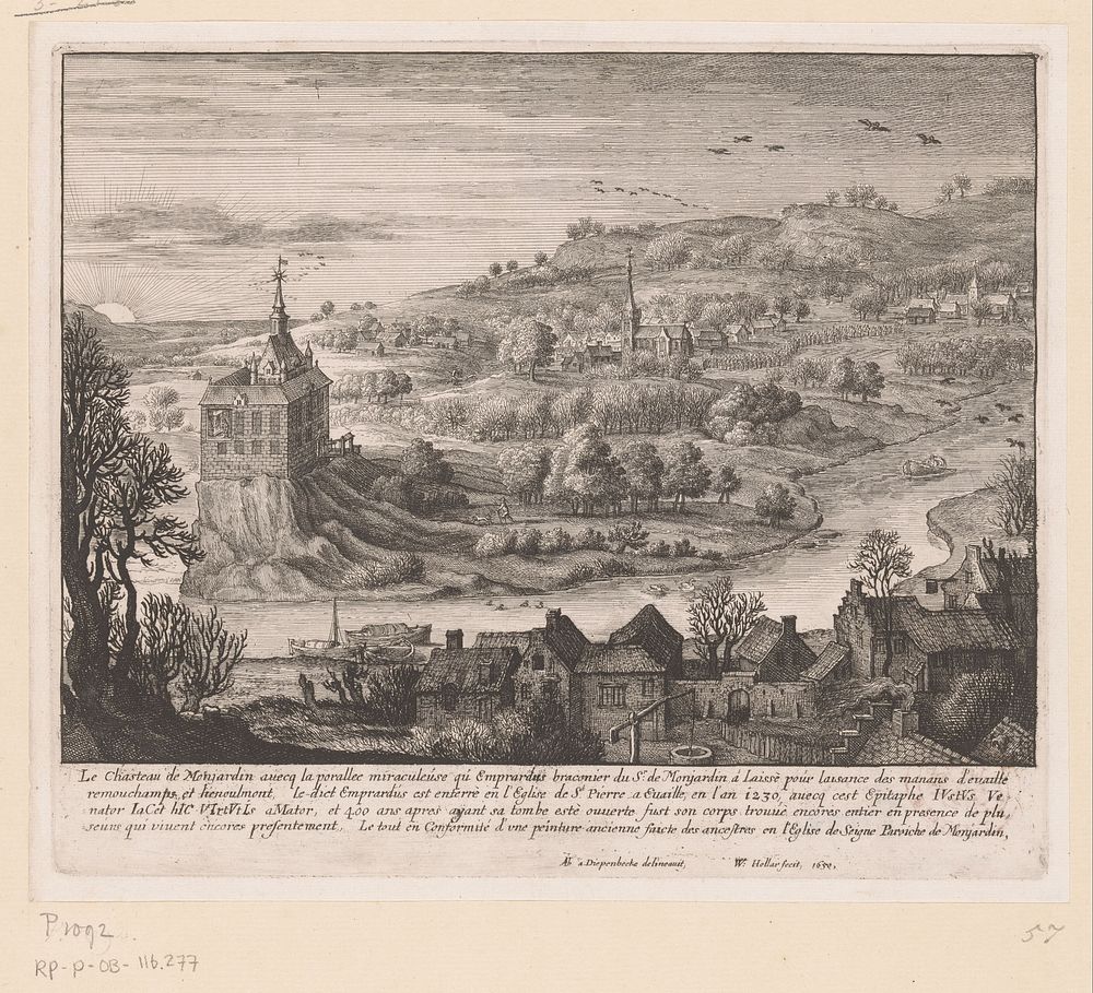 Gezicht op kasteel Monjardin (1659) by Wenceslaus Hollar and Abraham van Diepenbeeck