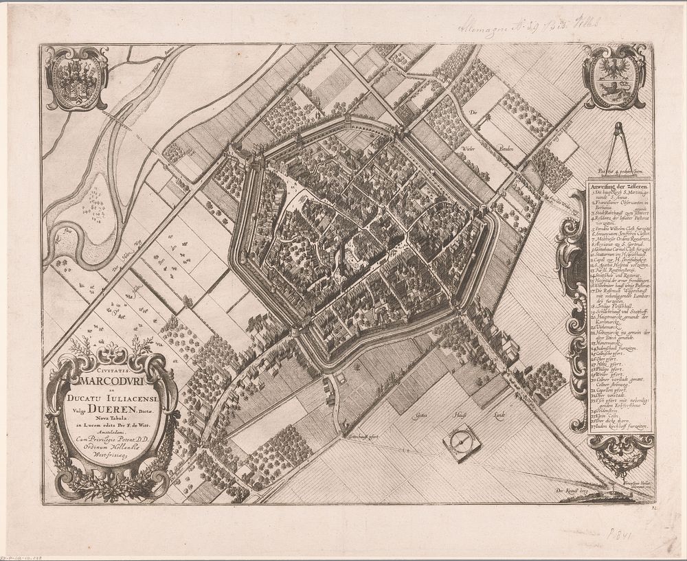 Plattegrond van Düren (1657) by Wenceslaus Hollar and Frederik de Wit