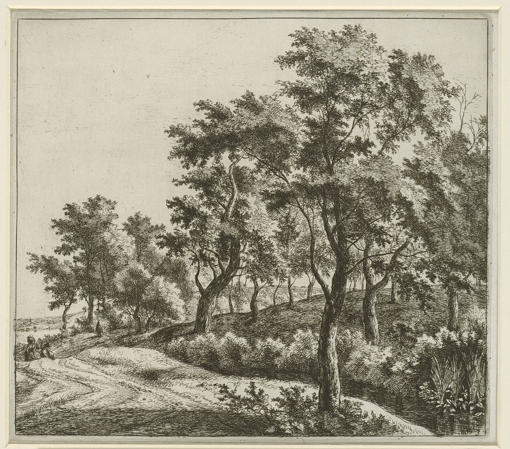 Landschap met weg langs een beek (1640 - 1699) by Jan Hackaert, Jan Hackaert and Clement de Jonghe