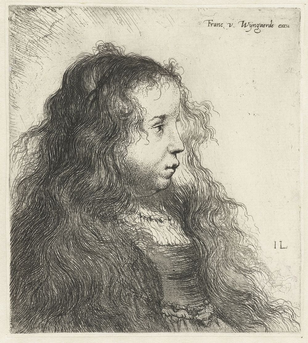 Borstbeeld van een jong meisje met loshangend haar (1629 - 1633) by Jan Lievens, Jan Lievens and Frans van den Wijngaerde