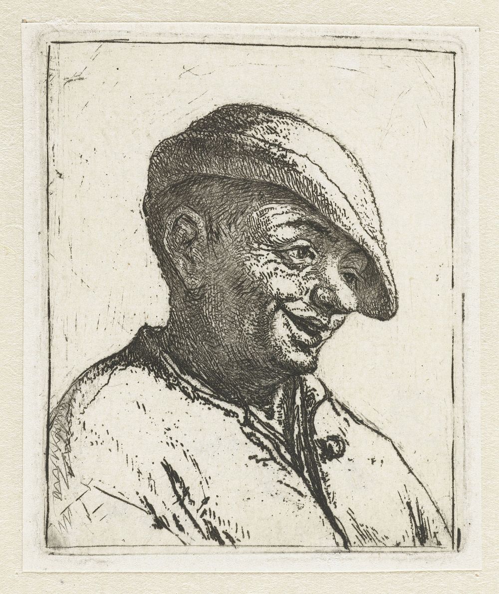 Buste van een lachende boer (1660 - 1670) by Adriaen van Ostade and Adriaen van Ostade