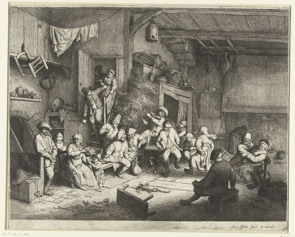 Dans in de herberg (1650 - 1654) by Adriaen van Ostade, Adriaen van Ostade and Adriaen van Ostade