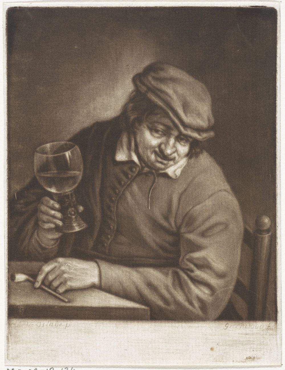 Man met een roemer (1739 - 1792) by John Greenwood and Adriaen van Ostade