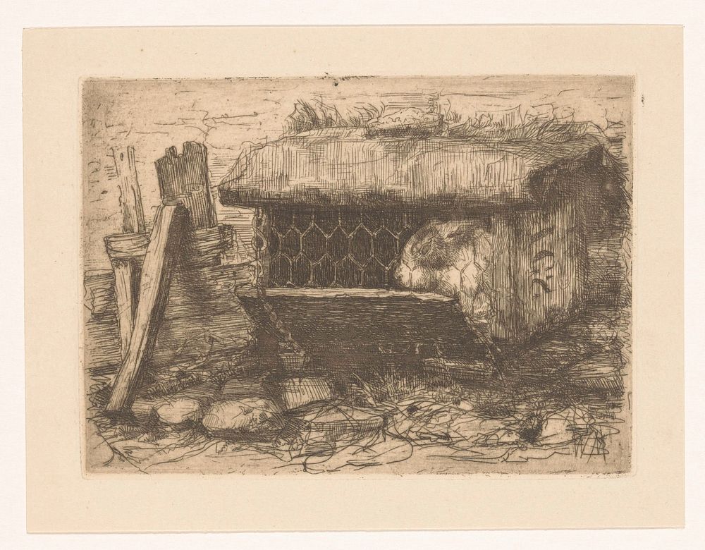 Konijnenhok (1866 - 1918) by Wally Moes