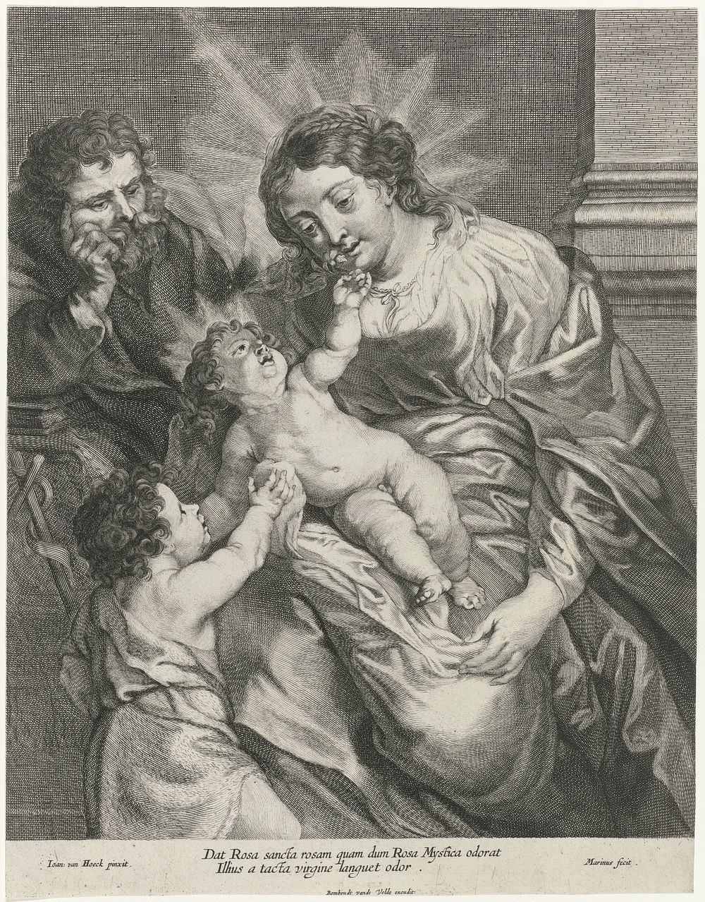 Heilige familie met Johannes de Doper als kind (1630 - 1639) by Marinus Robyn van der Goes, Jan van den Hoecke and Rombout…