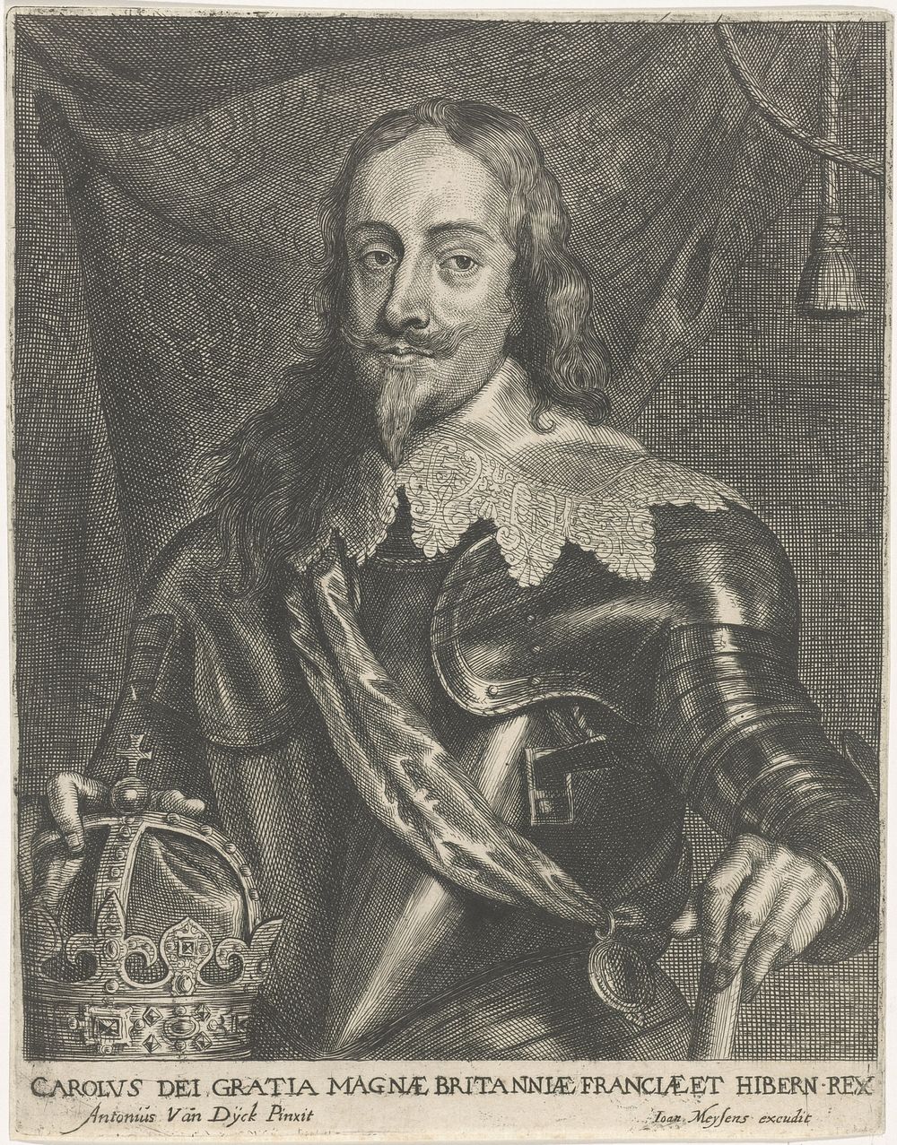 Portret van koning Karel I van Engeland (1640 - 1670) by Joannes Meyssens, Anthony van Dyck and Joannes Meyssens