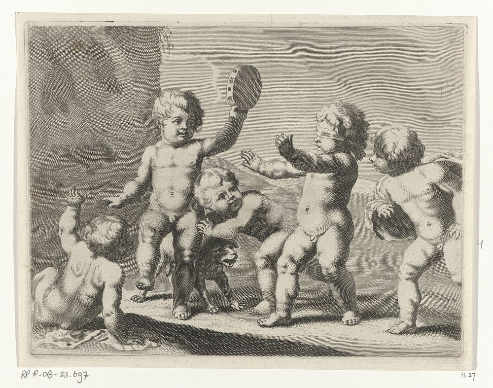 Kinderen spelen blindemannetje (1640 - 1655) by Michiel Mosijn, Cornelis Holsteyn and Cornelis Danckerts