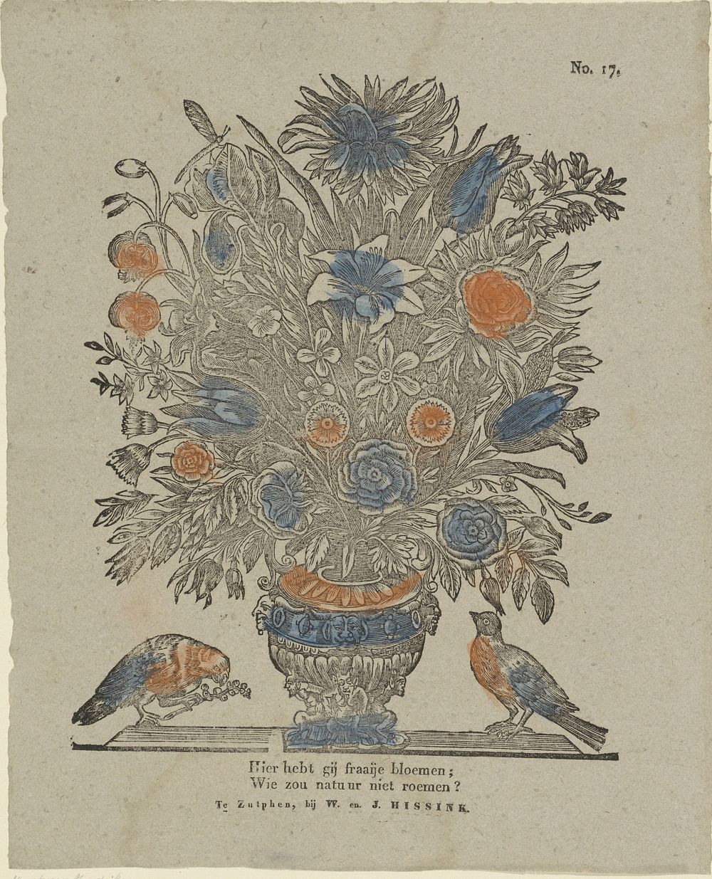 Hier hebt gij fraaije bloemen; / Wie zou natuur niet roemen? (1832 - 1850) by W  and J Hissink, Theodorus Johannes Wijnhoven…