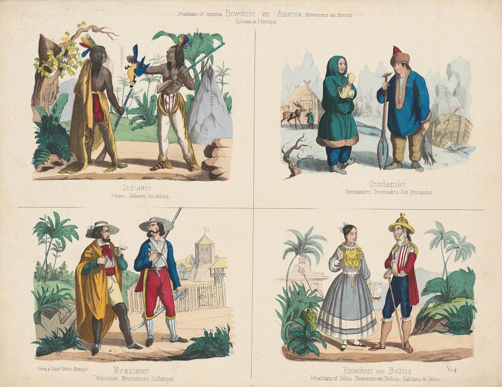 Inhabitants of America. / Bewohner von America. / Bewooners van America. / Habitants de l'Amerique (1820 - 1865) by…