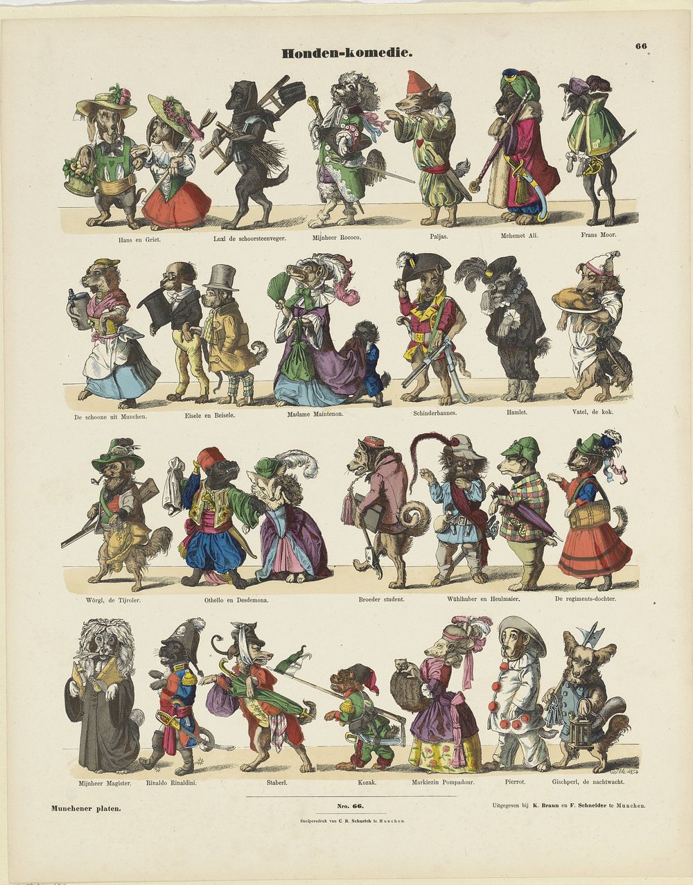 Honden-komedie (1854) by E Ille, K Braun en Fr Schneider and Carl Robert Schurich