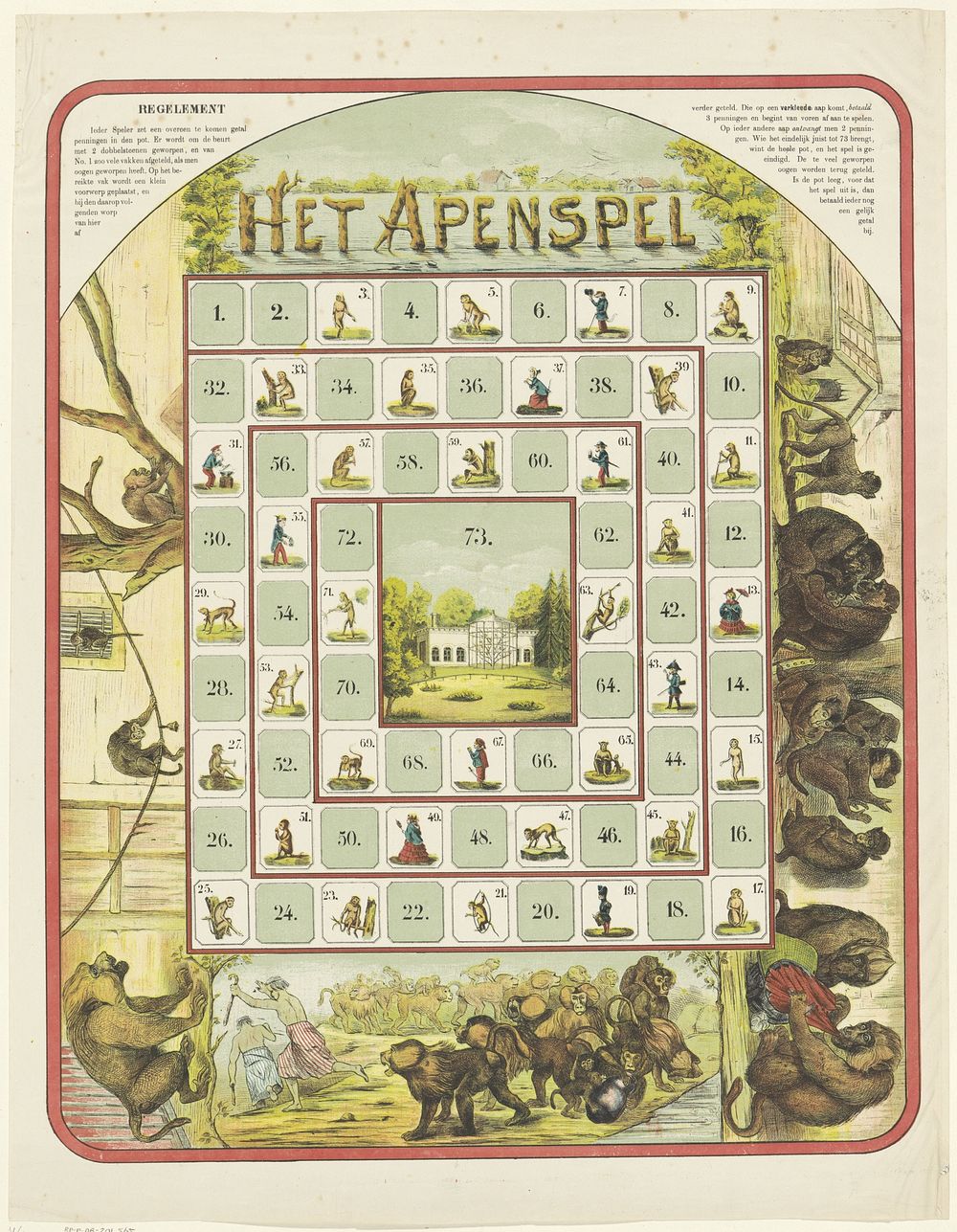 Het apenspel (c. 1800 - c. 1850) by anonymous and anonymous