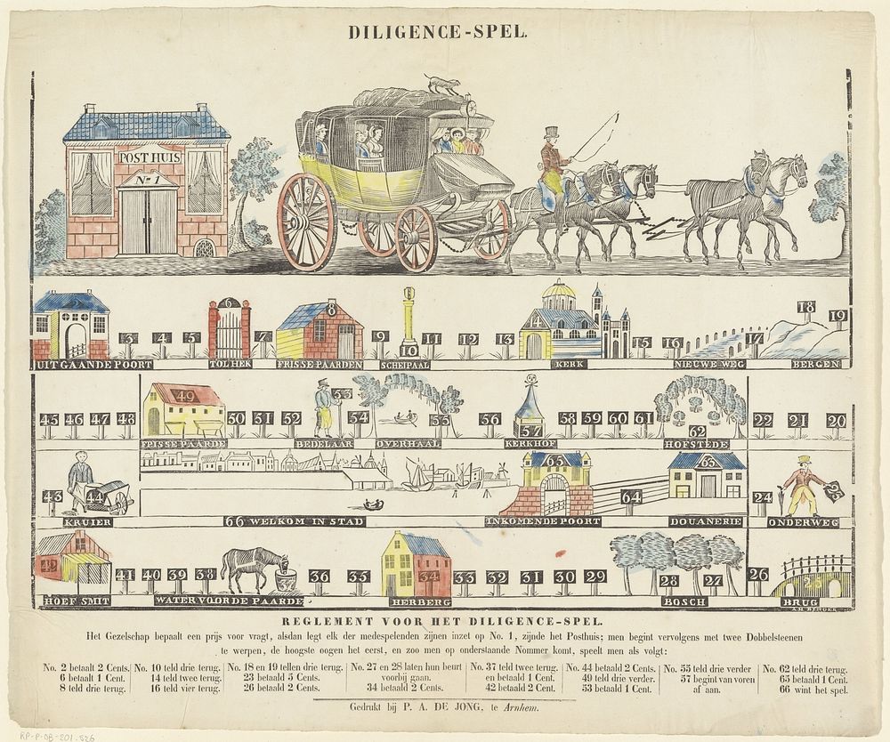 Diligence spel (1842 - 1873) by Aron Hijman Binger and P A de Jong