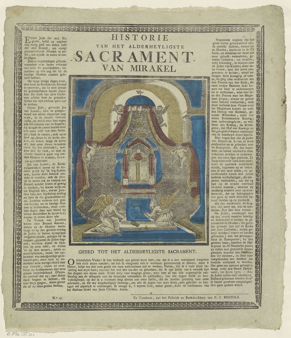 Historie / van het alderheyligste / sacrament / van mirakel (1800 - 1833) by Philippus Jacobus Brepols and anonymous
