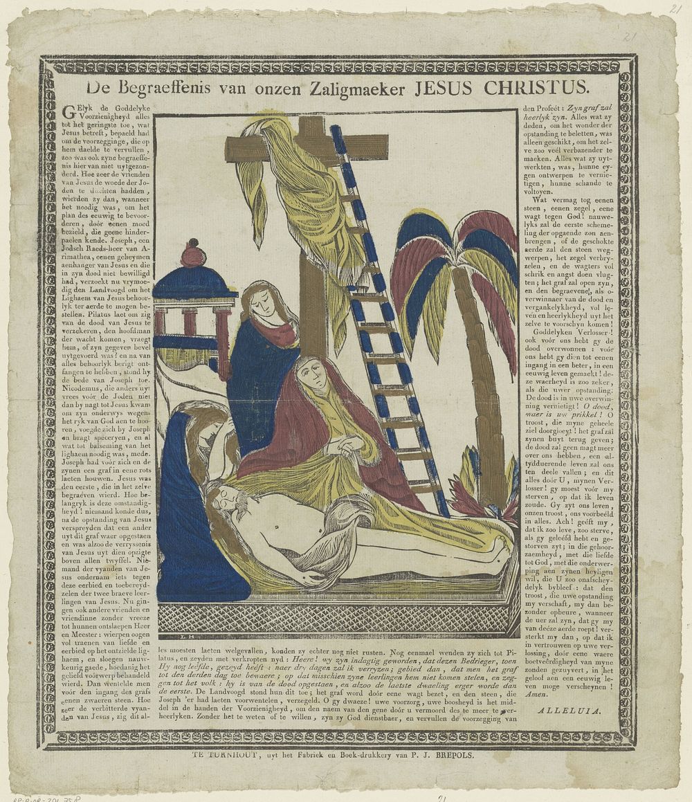 De begraeffenis van onzen zaligmaeker Jesus Christus (1800 - 1833) by Philippus Jacobus Brepols and anonymous
