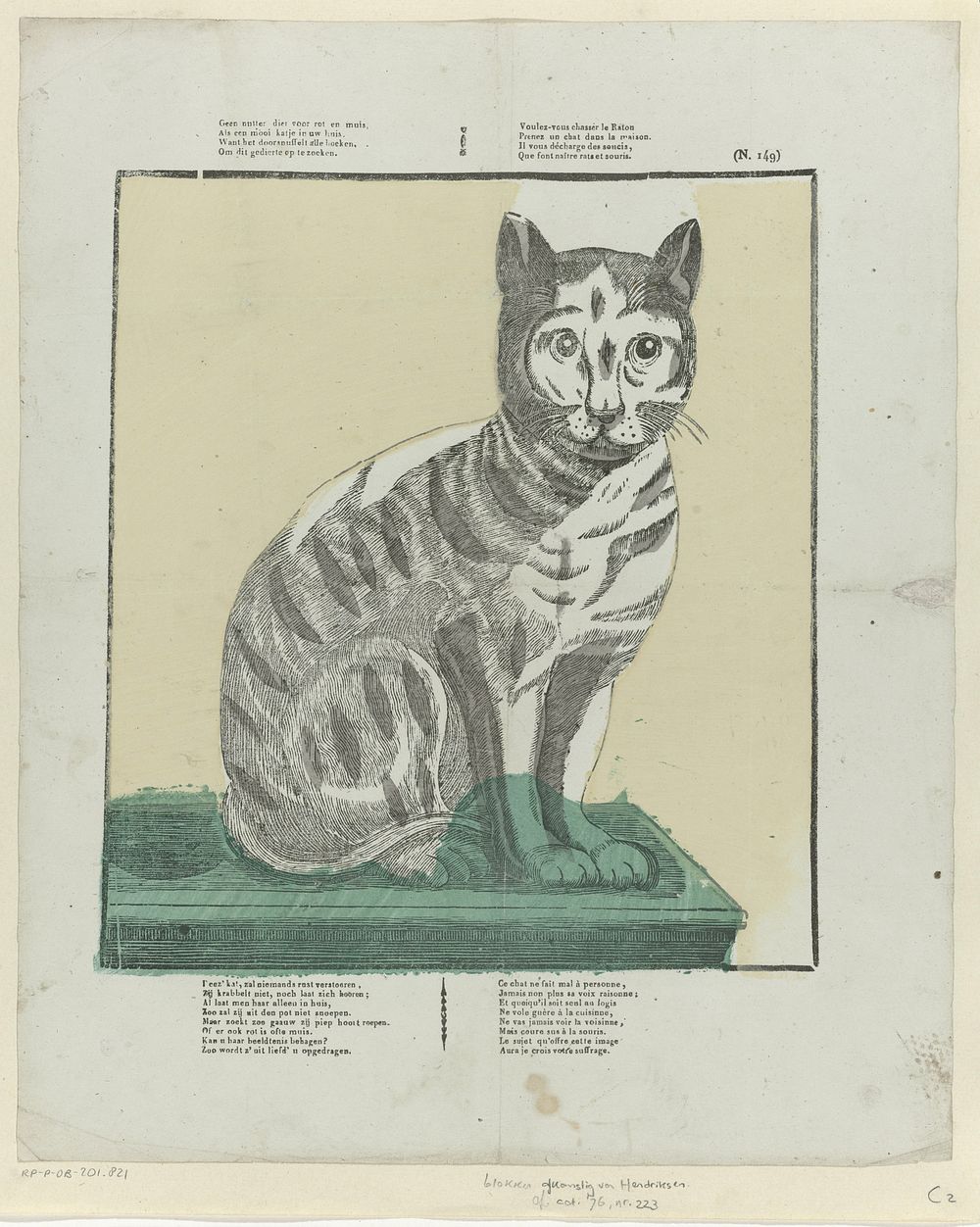 Geen nutter dier voor rot en muis, / Als een mooi katje in uw huis [(...)] (1800 - 1833) by Philippus Jacobus Brepols and…