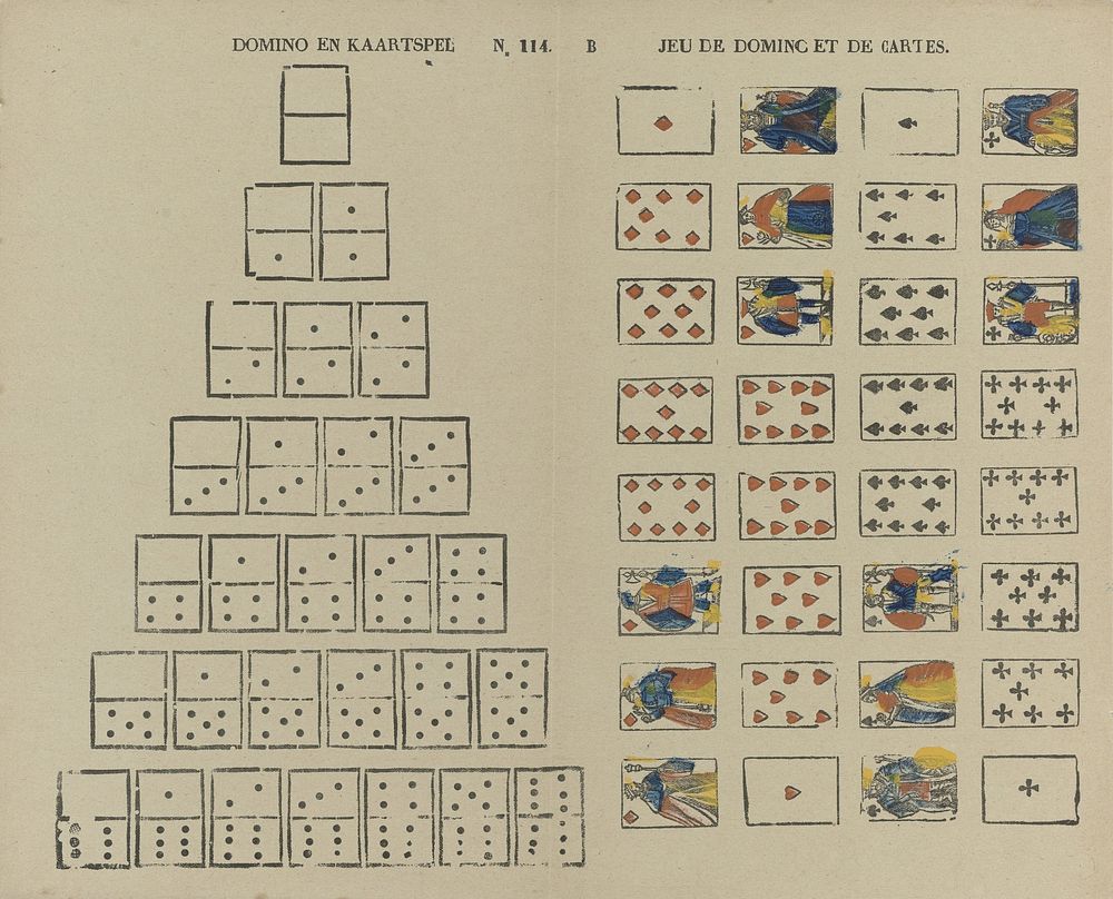 Domino en kaartspel / Jeu de domino et de cartes (1800 - 1833) by Philippus Jacobus Brepols and anonymous