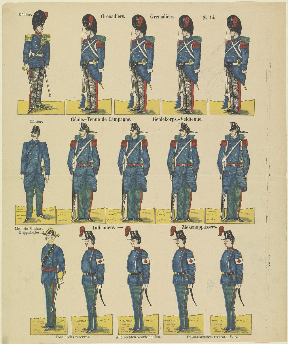 Grenadiers / Grenadiers / Génie.-Tenue de Campagne / Geniekorps.-Veldtenue / Infirmiers / Ziekenoppassers (1911 - 1991) by S…