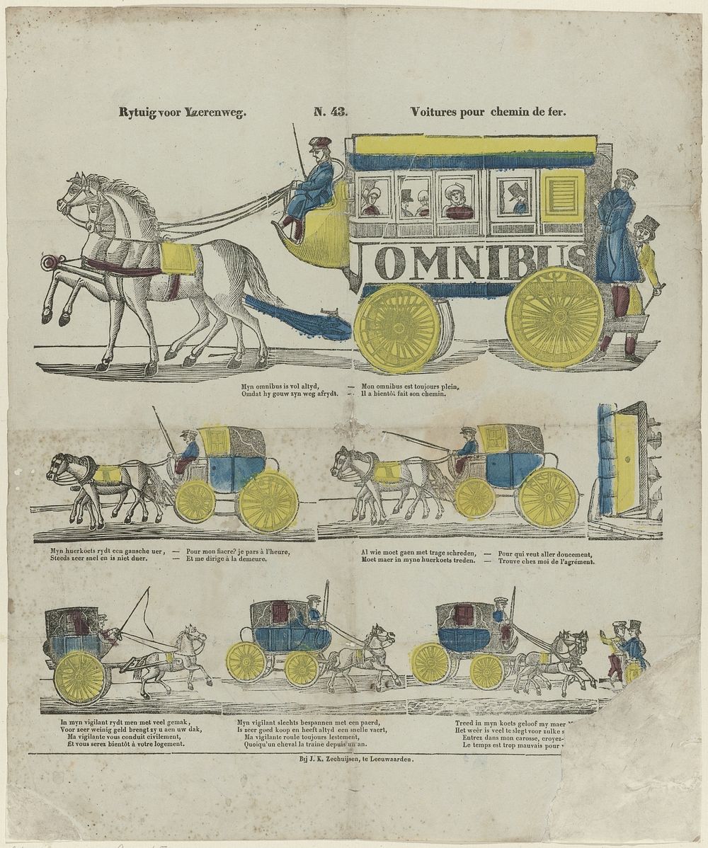 Rytuig voor yzerwegen / Voitures pour chemin de fer (1874 - 1887) by J K Zeehuisen and Co, Glenisson and Zonen, Glenisson…