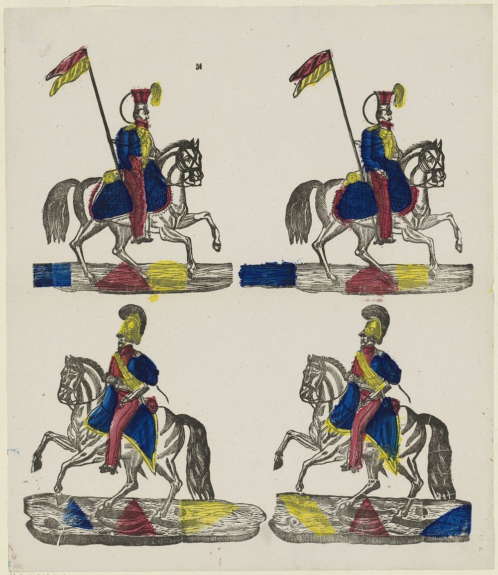 Militairen te paard (1827 - 1894) by M Hemeleers van Houter and anonymous