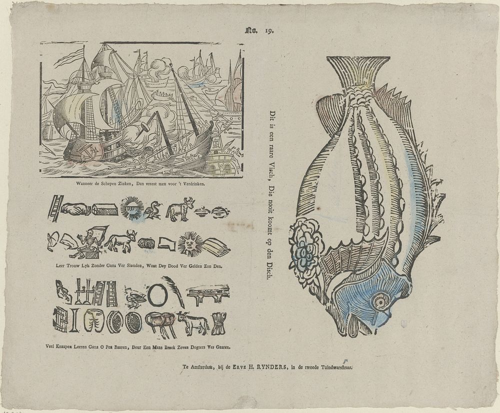 Dit is een raare visch, Die nooit koomt op de Disch (1831 - 1854) by Erve H Rynders and anonymous