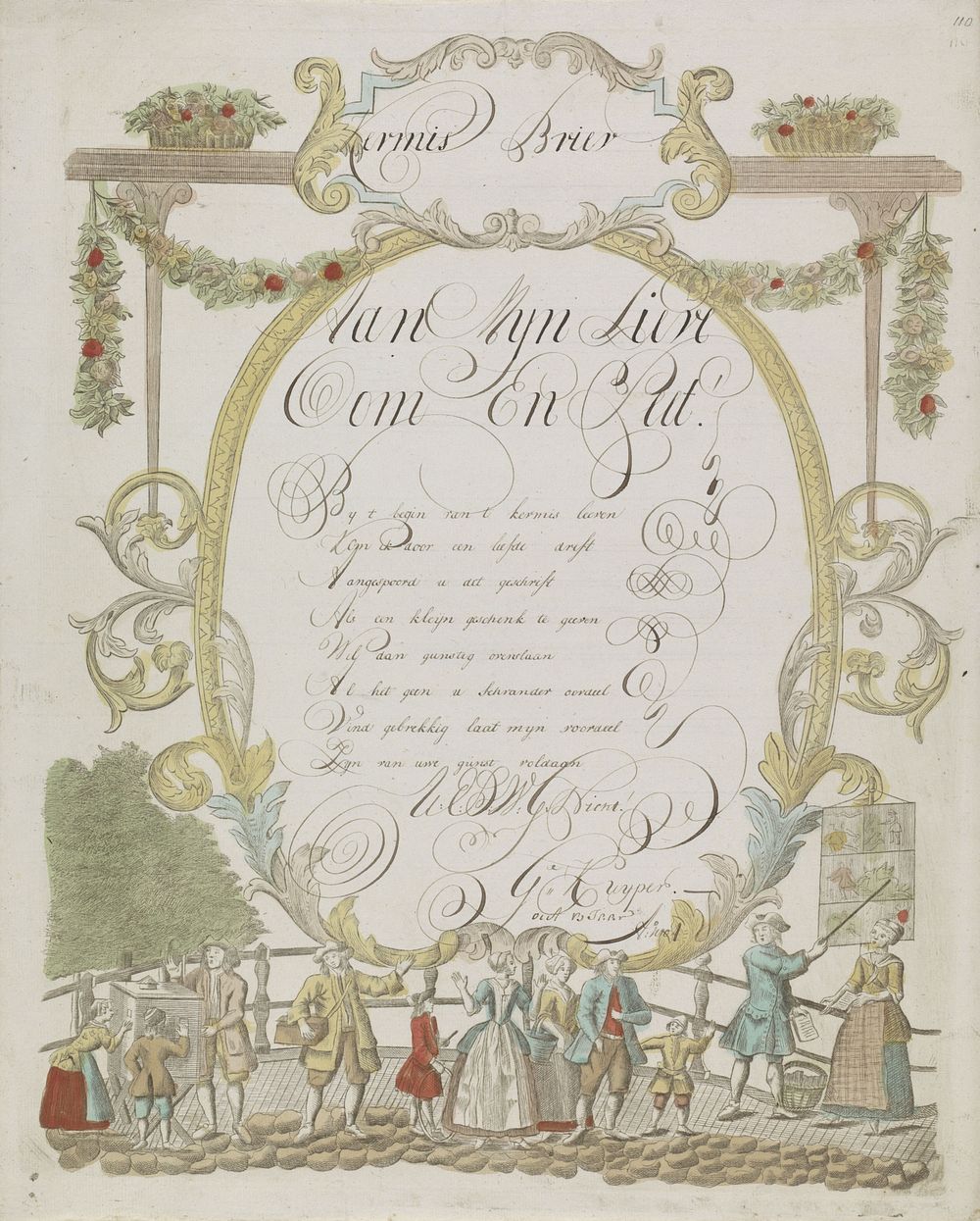 Wensbrief met activiteiten op straat (1804) by anonymous and anonymous