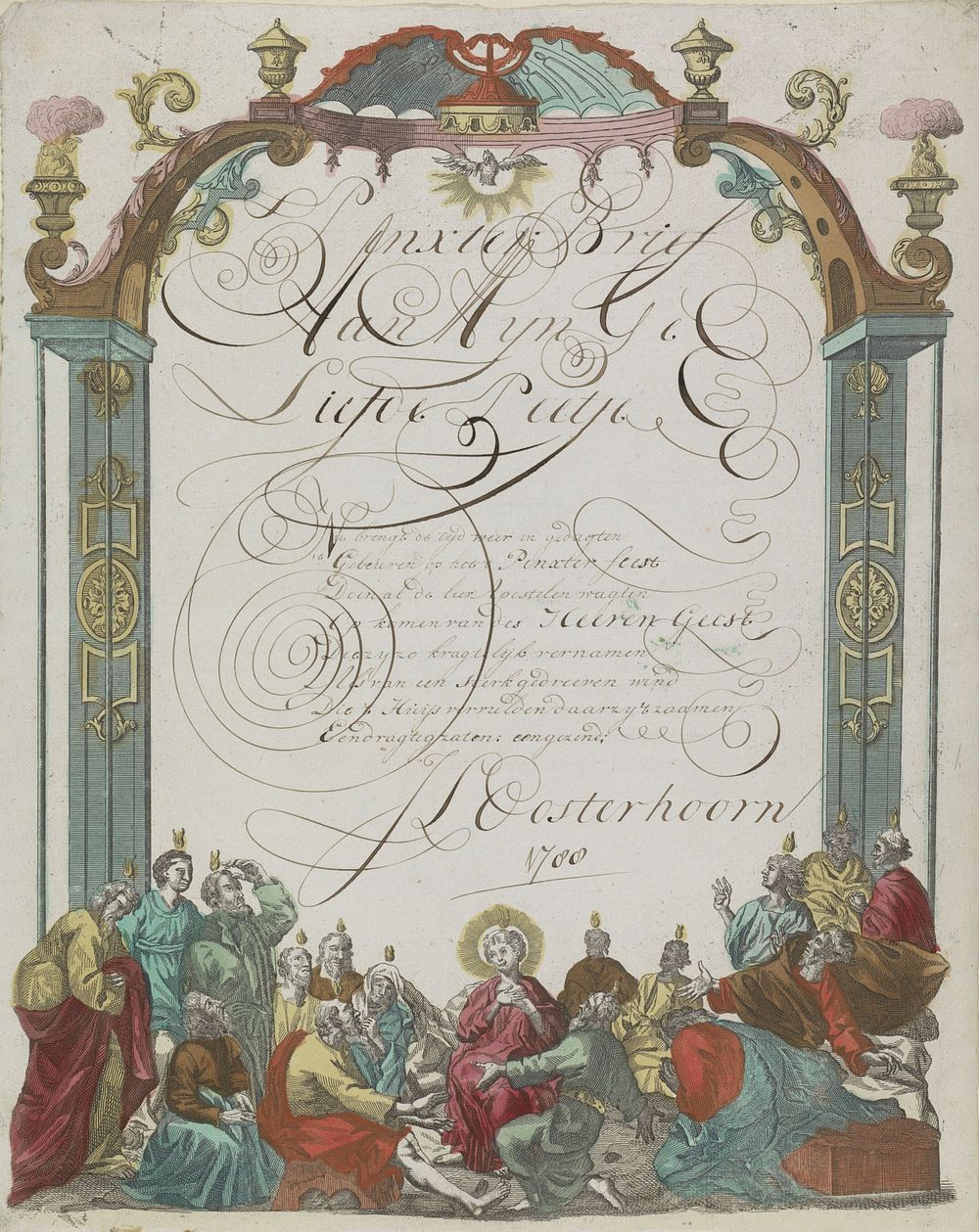 Wensbrief met de neerdaling van de Heilige Geest (1788) by anonymous and anonymous