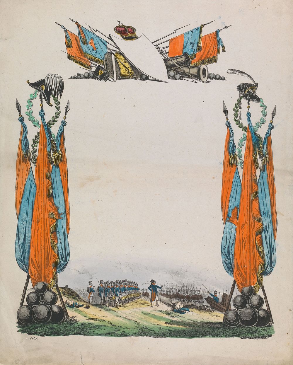 Wensbrief met militairen (c. 1780 - c. 1899) by anonymous and anonymous