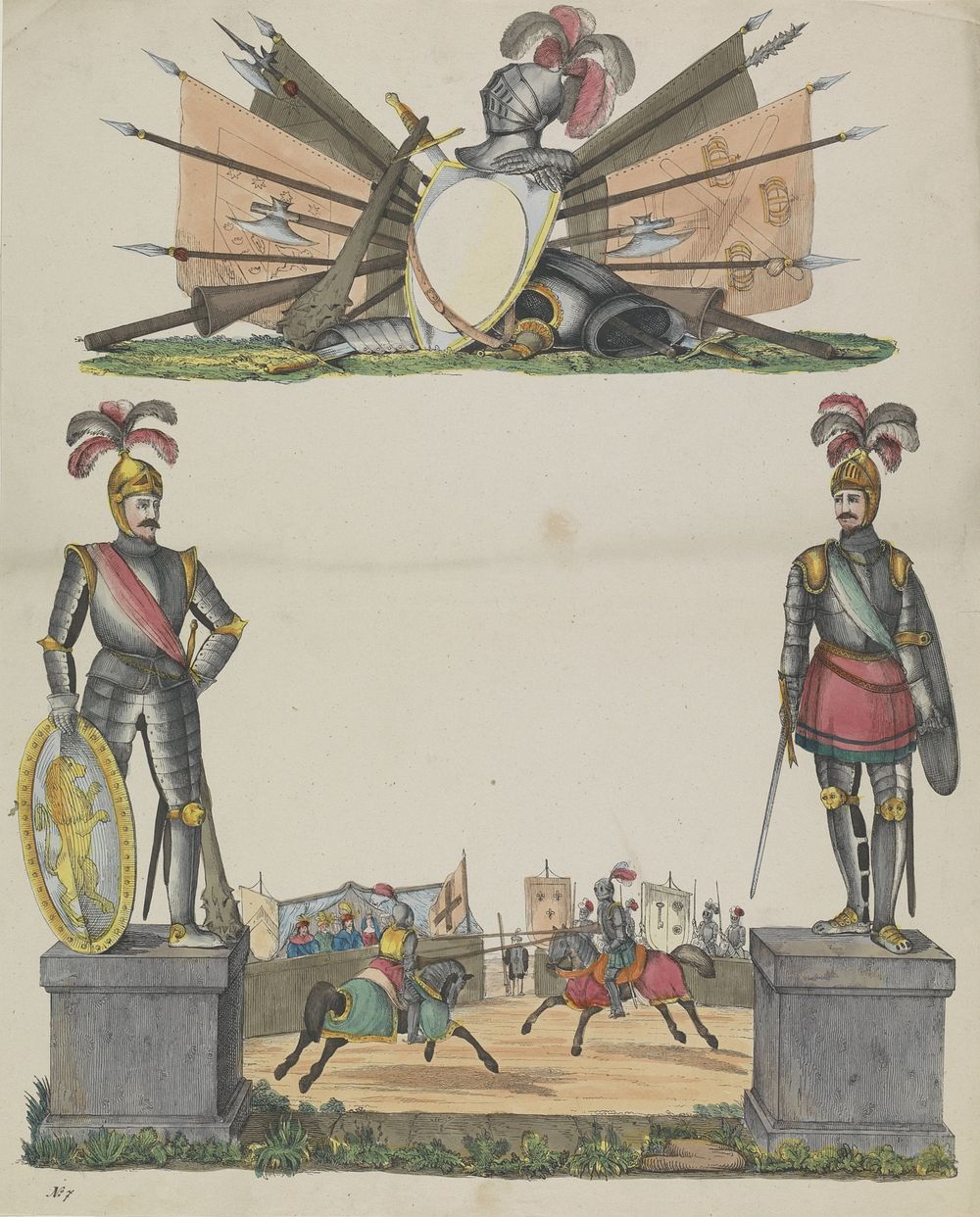 Wensbrief met riddertoernooi (c. 1780 - c. 1899) by anonymous and anonymous