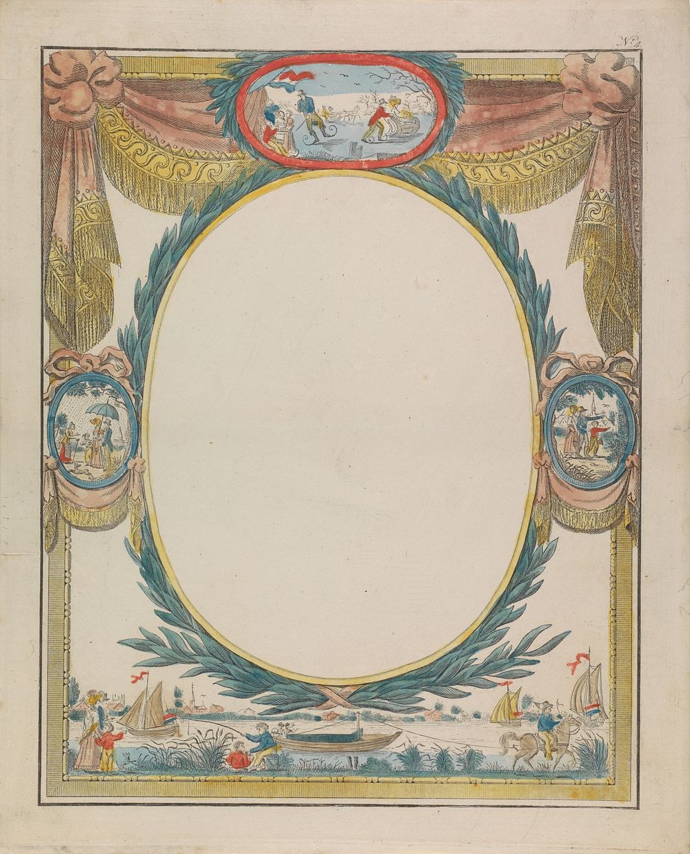 Wensbrief met trekschuit (1792 - 1847) by Hendrik Moolenyzer and anonymous