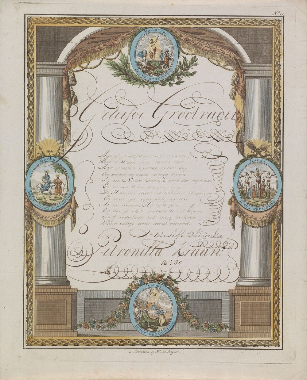 Wensbrief met voorstellingen uit het Nieuwe Testament (1830) by Hendrik Moolenyzer and anonymous