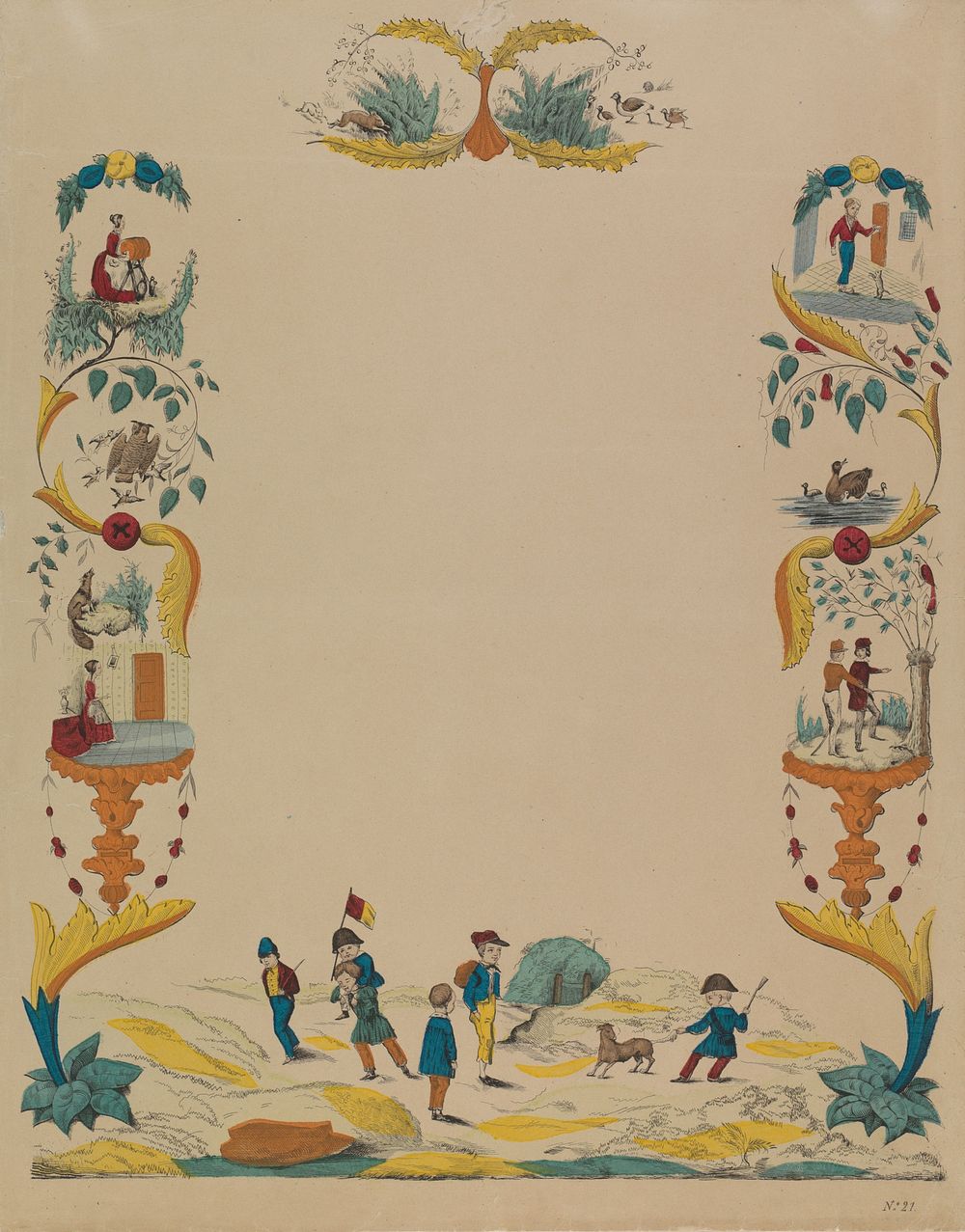 Wensbrief met verschillende dieren en figuren (c. 1780 - c. 1899) by anonymous and anonymous