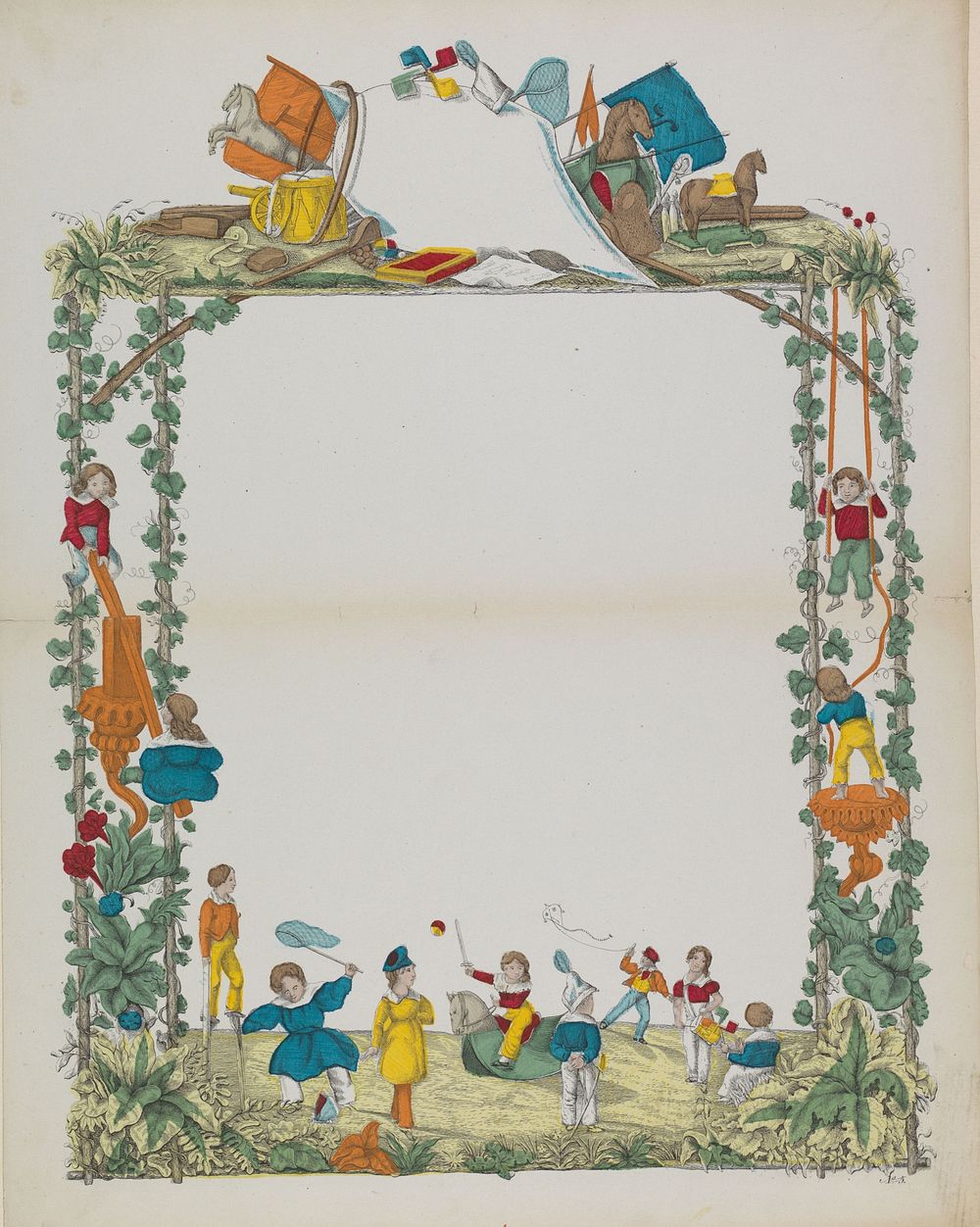 Wensbrief met spelende kinderen (c. 1780 - c. 1899) by anonymous and anonymous