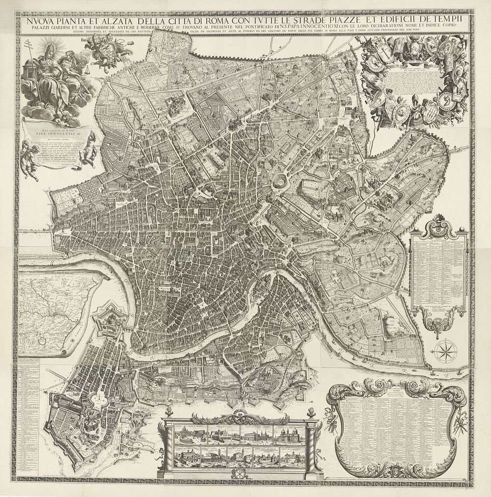 Plattegrond van de stad Rome (1676) by Giovanni Battista Falda, Giovanni Battista Falda, Giovanni Giacomo de Rossi…